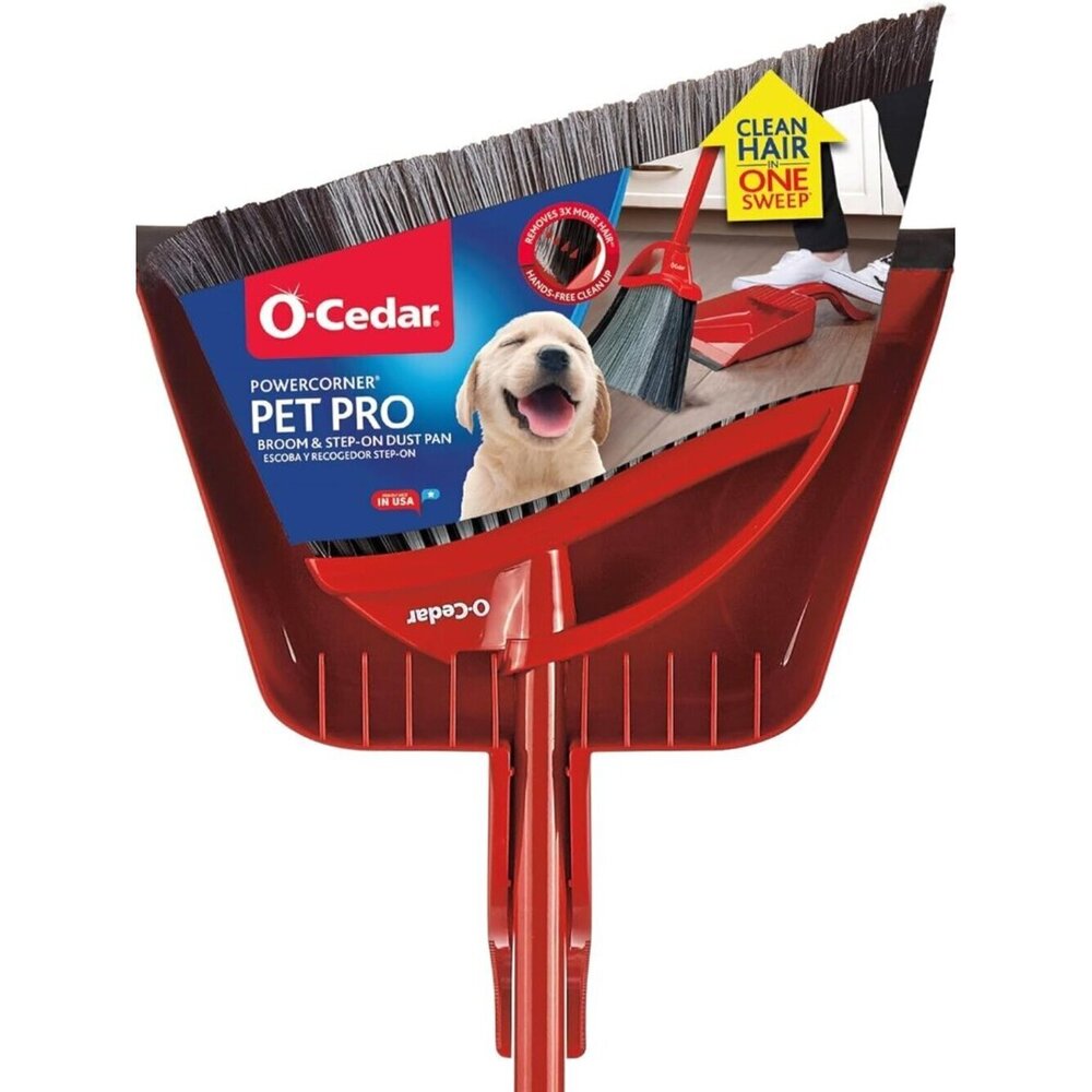 Pet Pro Broom with Step-On Dustpan | Remove 99% with One Sweep | Removes 3
